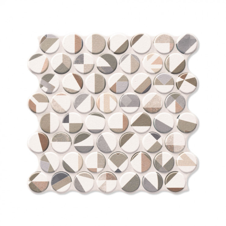 Mosaikkflis Circle Collage Flerfarget Matt 31x31 cm